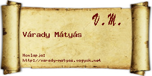 Várady Mátyás névjegykártya